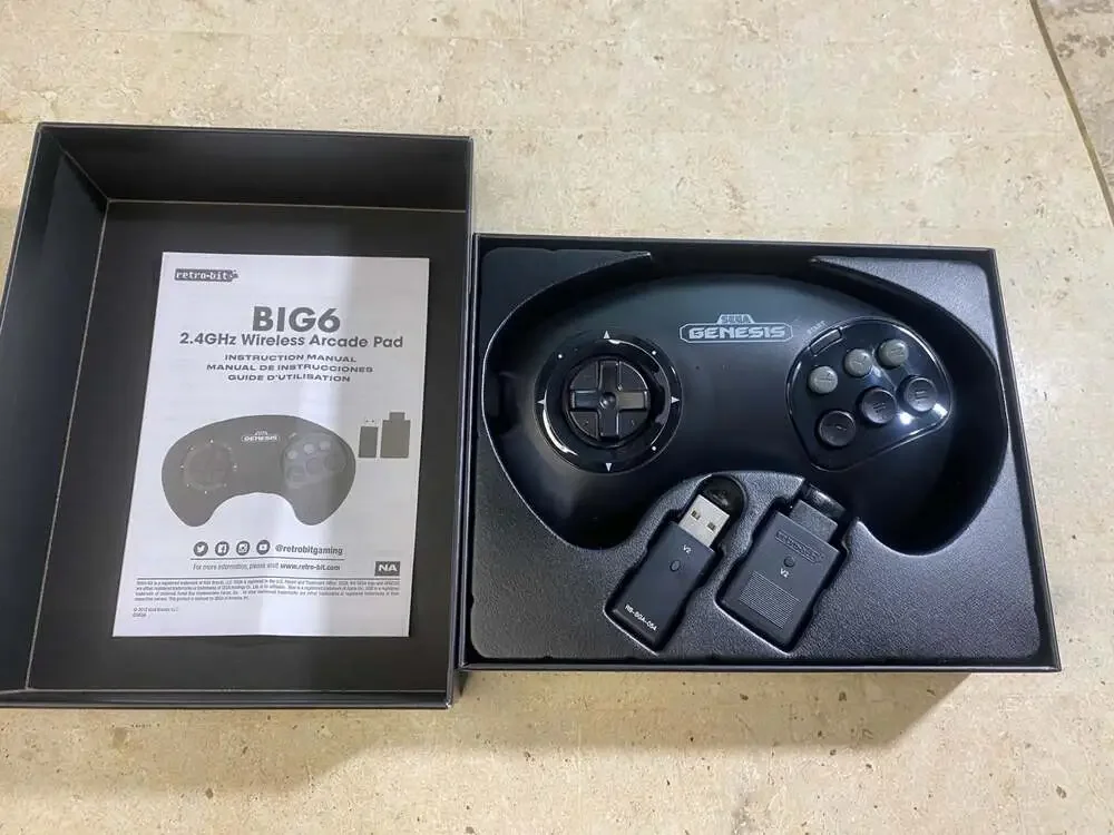 Retro-Bit BIG6 2.4GHz Wireless Arcade Pad for Sega Genesis, PC, and Mac